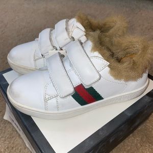 Gucci kids Toddler’s Ace leather sneaker with faux fur